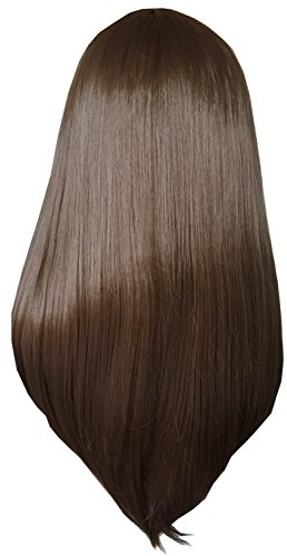 Topcosplay 19 Inch Lange Hellbraun Gerade Perücke für Frauen, Synthetische Natürlich Glatte Damenperücke mit Pony für Cosplay Halloween Täglicher Gebrauch