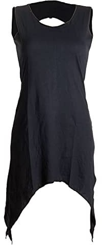 Vishes - Alternative Bekleidung - Zipfeliges Elfenkleid aus Baumwolle - mit rundem Rückenausschnitt schwarz 46
