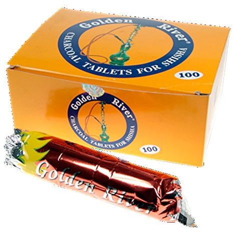 50x Carbón autoencendido Golden River 40mm (cinco rollos de 10 unidades) para shisha, cachimba o pipa de agua