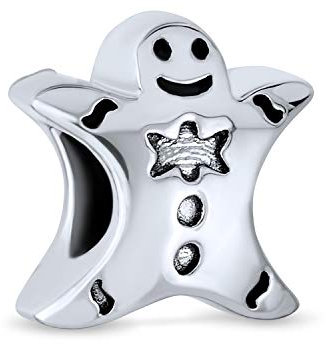 Ferien Christmas Fun Bow Tie Boy Gingerbread Man Cookie Form Charme Bead Für Frauen Für Teenager Oxidiert .925 Sterling Silber Für Europäische Armband