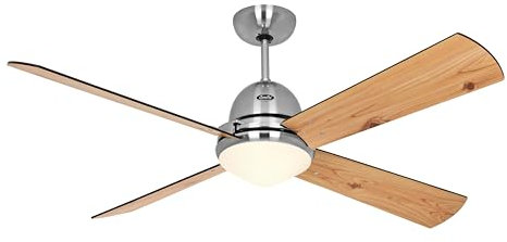 Unbekannt CasaFan Deckenventilator LIBECCIO - mit Leuchte und 2 Flügelsätzen - Kirschbaum/Ahorn/Wenge/Astpinie/Chrom gebürstet