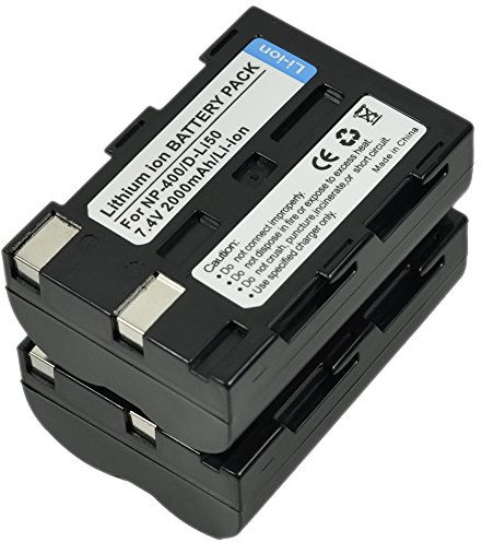 BTBAI Lot de 2 batteries NP-400 pour appareil photo Konica Minolta NP400 DiMAGE A1 a Sweet a-5 a-7 Digital DiMAGE A2 Dynax Maxxum 5D 7D Digital BP-21 SLB-1374 D-Li50 D-L150 k1a