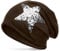 Caspar MU138 Klassiche leichte Beanie Mütze mit Glitzer Stern, Farbe:Dunkelbraun, Größe:One Size
