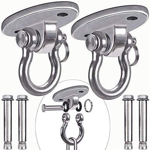 Besthouse Juego de 2 Perchas permanentes de Acero Inoxidable 304 Resistentes para Columpios, Capacidad de 907 kg, 4 Pernos de expansión para hormigón, Hamaca de Yoga,Columpio de 180°