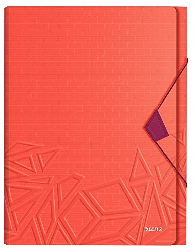 Leitz 3997 Projektmappe Urban Chic A4, für bis zu 250 Blatt, Gummibandverschluss, PP (Rot / 2er Pack)
