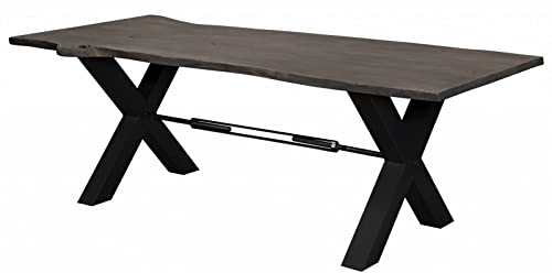 MASSIVMOEBEL24.DE Esstisch Akazie 240x100x76 grau lackiert Iron Label #118 lackiert modern