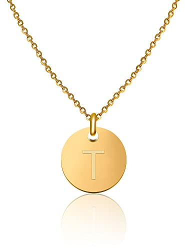 GD GOOD.designs Kette mit Buchstabe T Gold 18 Karat - Wasserfest I Goldkette für Damen mit A-Z Anhänger I Initial Buchstabenkette - Valentinstag-Geschenk für Sie und Ihn