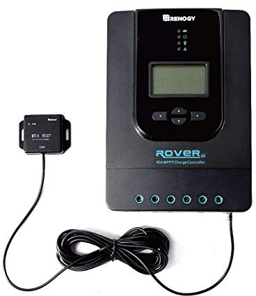 Renogy 40A 12/24V MPPT Solar Charge Controller Bluetooth Solar Charge Controller with LCD Screen for AGM, Gel and Lithium Batteries