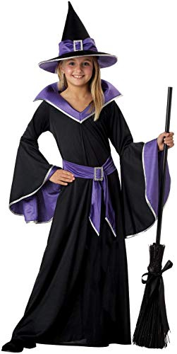 Tante Tina Costume da Strega per Bambina - Vestito da Strega da Bimba in 3 Pezzi: Abito, Cintura e Cappello - Nero/Blu - Taglia XL (152) - Indicato per Bambini dai 10 ai 12 Anni