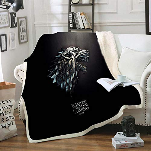 BLAMARIA Tagesdecken Game of Thrones Gedruckte Winterdecken Wirft Warme Flanell Samt Fleece Tragbare Reisedecken (D) 150 * 200cm