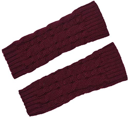 ACVIP Women's Twisted Cable Knit Arm Warmers Fingerless Gloves Thumb Hole Mittens