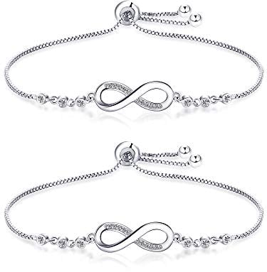 2 Stück Unendlichkeit Armband Verstellbar Freundschaftsarmband für Weihnachten Valentinstag Muttertag