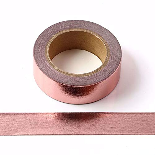 Syntego Solide Folie Washi Tape, Dekoratives selbstklebendes Abdeckband (Roségold, 15 mm x 10 Meter)