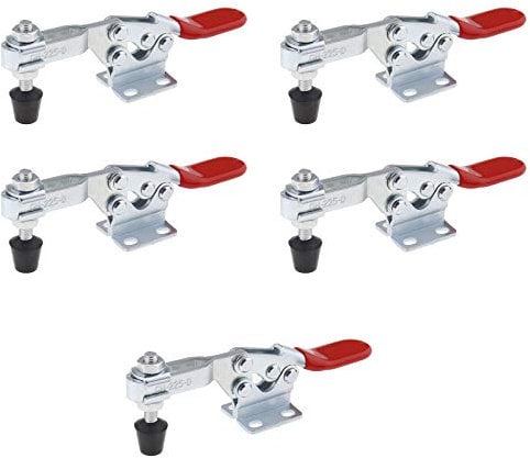 Create idea 5Pcs GH-225-D Horizontal Bar Toggle Clamp Kit Quick Release Handle Tool Metal Material Holding 230kg Capacity Frock Clamp Machine Operation Welding