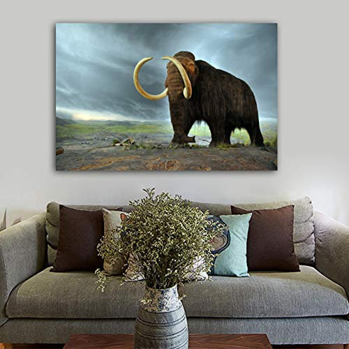 N / A Dekorative Drucke aus Leinwand Woolly Mammoth Animal Painting Plakate und Drucke dekorative Gemälde Wandbilder für Wohnzimmer 24x32inch