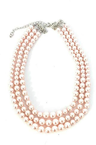 Caprilite Collana da donna con perle finte a 3 strati, multi filo, stile Gatsby, con perline, Plastica, perle finte
