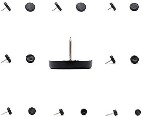 Patins à clouer en plastique pour pieds de chaise, canapé, table - Fabriqués en Allemagne - Noir - 22 mm - Voir la deuxième image avant de commander cette taille - Lot de 8 forets de 2 mm inclus