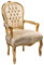 Sessel Barock aus Damastseide, Beige und Holz aus Blattgold
