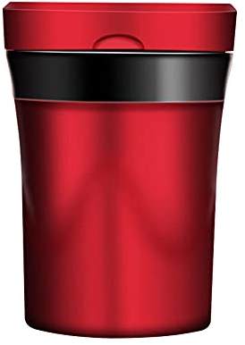 Auto Aschenbecher mit Deckel,MoreChioce Solarbetriebene/USB Wiederaufladbare Rauchfreie Aschenbecher mit LED Tragbare Abnehmbare Keramik Auto Zigarette Aschenbecher Mülleimer,Rot