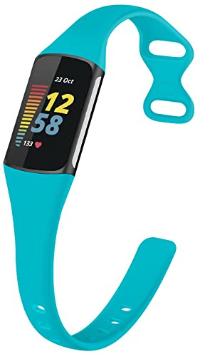 TopPerfekt Slim Straps Compatible with Fitbit Charge 6 Strap Women Men, Adjustable Soft Silicone Sport Replacement Watch Band Straps Wristbands Bracelet for Charge 5 Activity Tracker