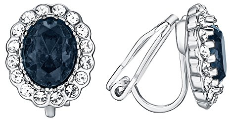 Vogem Ohrclips Mädchen Ohne Ohrlöcher Blau CZ Zirkonia Clip Ohrringe Hypoallergen Hochzeit Modeschmuck