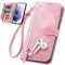 Baifu Handyhülle für Vivo Y72 5G Hülle Reißverschluss Tasche, PU Leder Hülle Brieftasche Handytasche Cover Kompatibel für Vivo Y72 5G