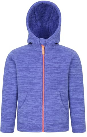 Mountain Warehouse Snowdonia II Kapuzenpullover für Kinder – Microfleece-Oberteil mit durchgehendem Reißverschluss und Fronttaschen - Frühling Sommer, Mädchen Dunkel Lila Kinder 116 EU (5-6 Jahre)