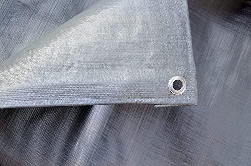 Telo Telone Occhiellato Antistrappo Impermeabile per coperture Polietilene Multiuso (2x3 metri, Grigio 180 gr/mq)