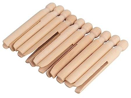 Rayher Pinzas ropa madera de cabeza redonda, 10 ud, 11 cm largo, para manualidades, 64592505