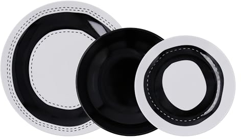 Quid Olsen Vajilla Porcelana 18 Piezas - 6 Personas Porcelana Apto Microondas Apilable