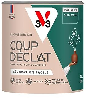 V33 Peinture murale intérieure Coup d'Éclat® Vert conifère Mat Poudré 0,5L