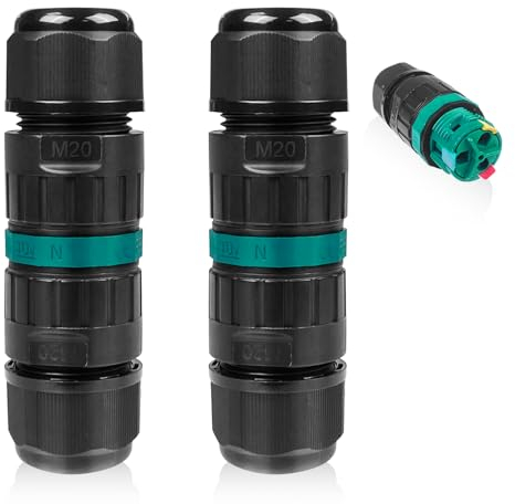 Fousenuk 2 Pezzi Connettori Elettrici Impermeabili, Connettore Stagno, Scatola di Giunzione, Manicotto di Collegamento Cavo, Cassetta Derivazione Stagna per Diametro Cavo 5-9 MM, 9-12MM