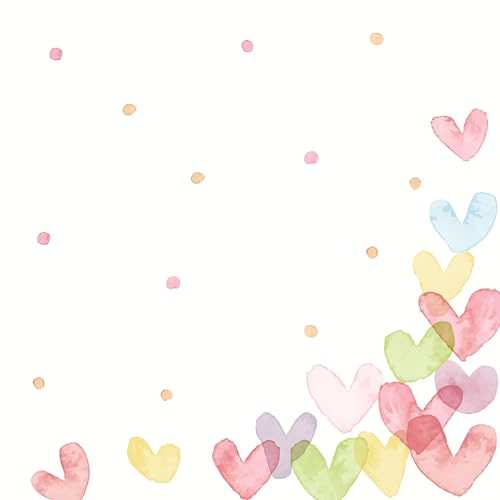 20 Servietten Herzen Bunt 24cm