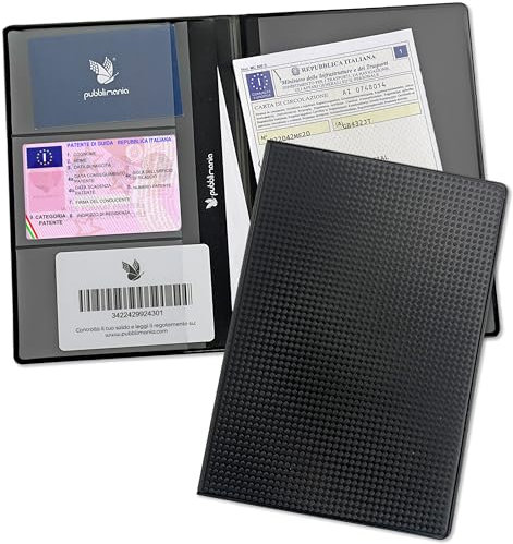 Pubblimania Portadocumenti Tipo Carbonio per Auto Moto, chiusura a due ante Made in Italy. Per libretto, card, assicurazione, bollo o documenti da viaggio (Tipo Carbonio)