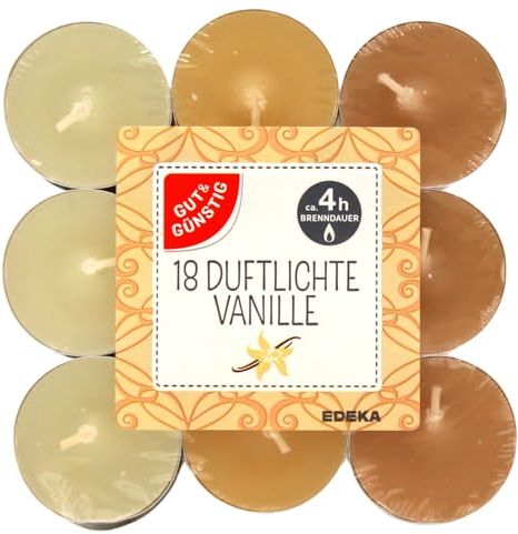EDEKA Gut & Günstig Duftlichte Vanille, 8er Pack (8 x 18 Stück)