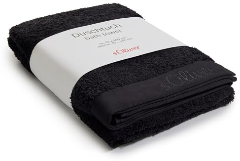 s.Oliver Duschtuch 70x140 cm - 100% Baumwolle, 600 g/m², weich & saugstark, Badetuch schwarz