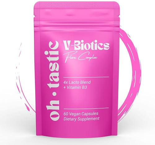 V-Biotics Vaginal Probiotics - Milchsäurebakterien & Vitamin B3 für Scheide, Scheidenflora aufbauen, Milchsäurekur gegen Bakterielle Vaginose & Scheidenpilz - 4 Mrd. KBE/g (60 Kapseln) - ohtastic