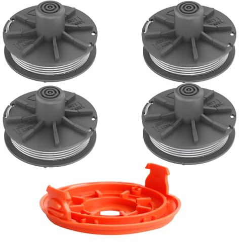 Ersatz-Rasentrimmerspule für Gardena 5307-20, 6,1 m x 1,65 mm Rasentrimmer-Spule für Gardena EasyCut ComfortCut PowerCut SmallCut Rasentrimmer (4 Spule + 1 Abdeckung)