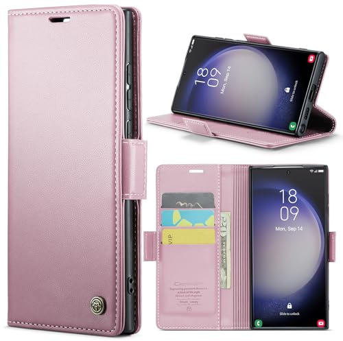 Phernykas Handyhülle für Samsung Galaxy S23 Ultra Klapphülle, Leder Wallet mit Standfunktion und Kartenfächern Cover Samsung Galaxy S23 Ultra 360 Grad hülle Stoßfeste Flip Case (Golden)