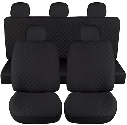 Auto Accessori Lupex Coprisedili Universali Auto, in poliestere trapuntato, anteriori e posteriori, per berline standard, no suv (Set Completo, Nero)