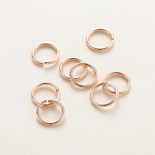 BCOMFY 50-200Pcs 14K/18K Gold Plated Brass Open Jump Rings Split Rings Connector For Jewelry Making Accessories Findings Supplies(Rose Gold,1.0x10mm 50Pcs)