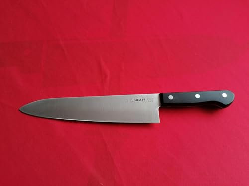 Giesser Messer - Made in Germany - Kochmesser schwarz, Klinge breit 24 cm, rutschfest, Küchenmesser, Kochmesser, Griff POM genietet, spülmaschinenfest, rostfrei, stabil und scharf (Klingenlänge 24 cm)