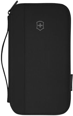 Victorinox Travel Essentials Reisemappe mit RFID-Schutz, Reisepasshülle, Organizer für Dokumente, Karten, Reißverschlussfach, Damen/Herren, Schwarz