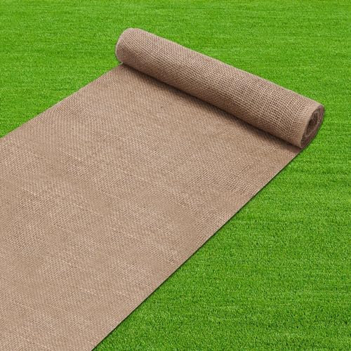 butarfe Rouleau de toile de jute naturelle de 101,6 cm x 7,3 m, barrière contre les mauvaises herbes, contrôle de l'érosion, rouleau de toile de jute multifonction de qualité supérieure pour le