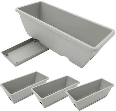 IWOWHERO 4ensembles Bac à Fleurs Rectangulaire De Jardinières avec Soucoupes pour Plantes Aromatiques Et Légumes pour Balcon Et Intérieur