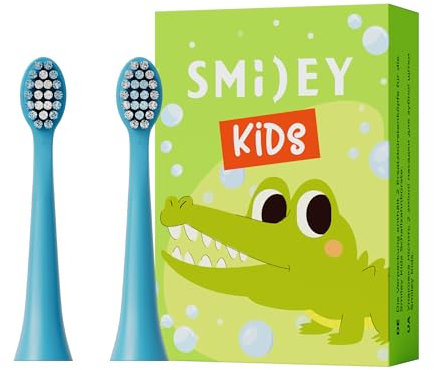 SMILEY 2 x Ersatzbürsten für Elektrische Schall Zahnbürste Smiley Kids | Bürstenköpfe für Kinderzahnbürste Elektrisch | Zahnbürsten Aufsätze Ersatzbürste Kids | Zubehör Zahnbürstenkopf