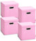 Storanda | 4er Set Aufbewahrungsbox mit Deckel 28x28x28 cm | Beiseitig Breite Griffe | Stabil & Faltbar | Regalbox für Würfelregal | Rosa