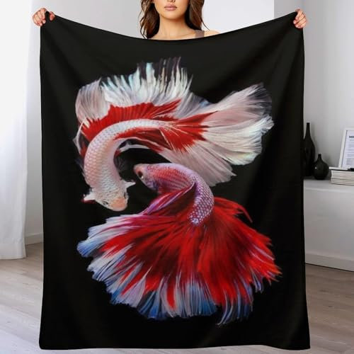 AAPZY Fisch Decke Flauschig & Super Weich - Hochwertige Flannel Fleecedecke Auch Als Wohndecke, Tagesdecke, Sofadecke & Wohnzimmer Geeignet - Überwurf Decke Sofa & Couch, （130×180cm）