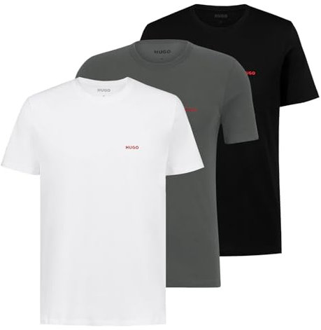 HUGO 3er Pack Herren T-Shirts Kurzarmshirts Cotton Crew-Neck, Farbe:Mehrfarbig, Größe:XL, Artikel:-983 Black/White/Grey