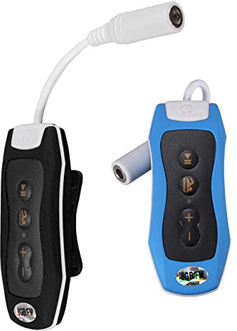 Umsoxhy 2x 8GB MP3 Player Swimming Underwater Diving Spa + FM Radio Waterproof Headphones Black & Blue